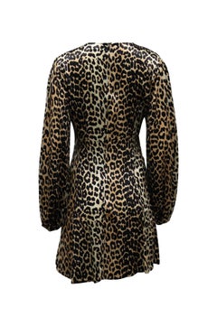 Miniabito Ganni Blakely con stampa leopardata in misto seta marrone