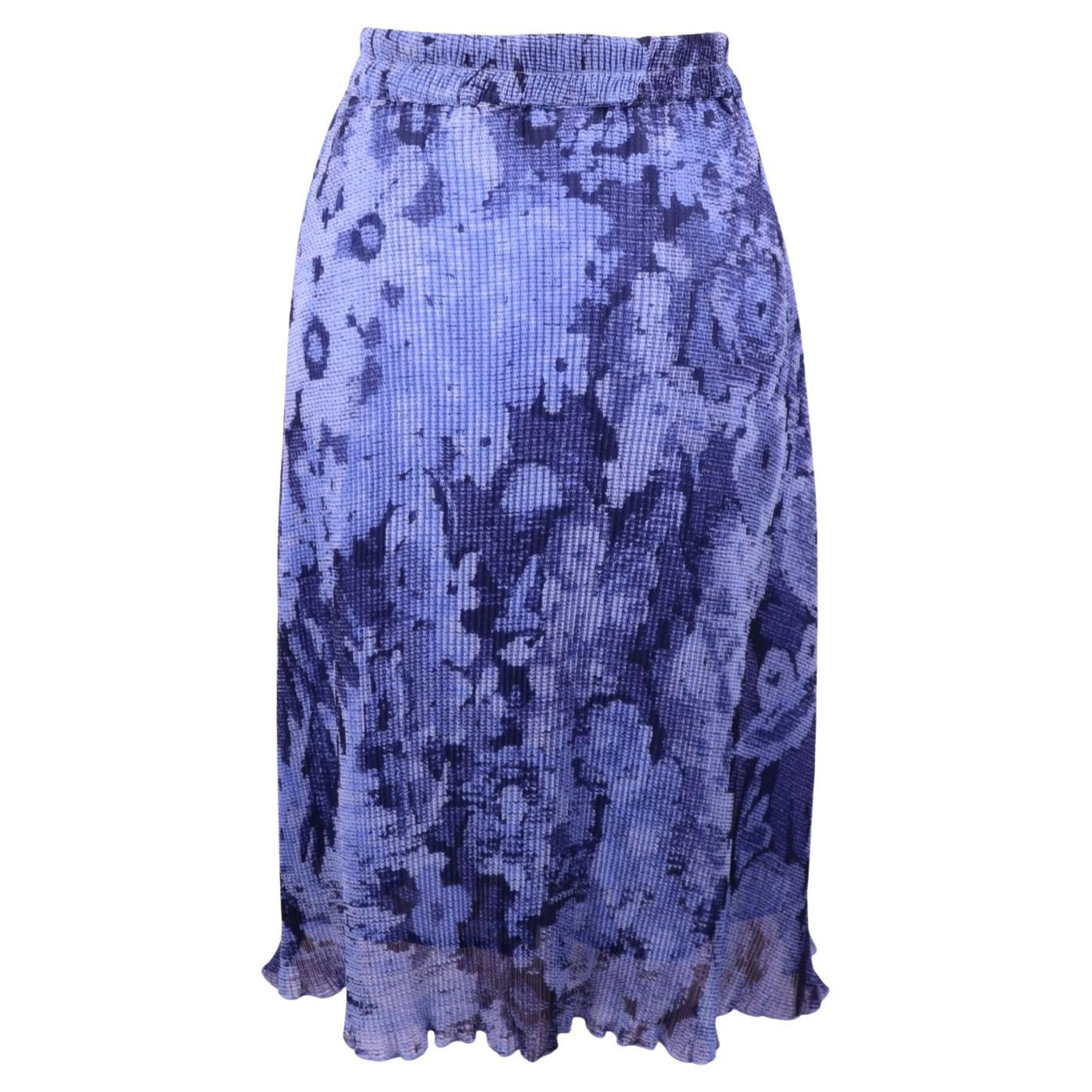 Ganni Blue Abstract Print Midi Skirt - EU 36 For Sale