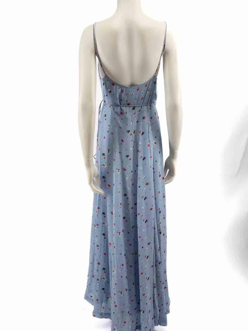 Gray Ganni Blue Floral Patterned Midi Dress Size M