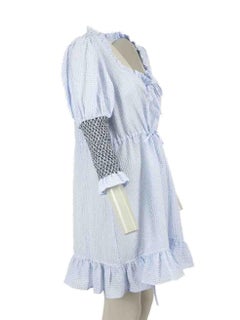 Ganni Blue Seersucker Charron Mini Dress Size M