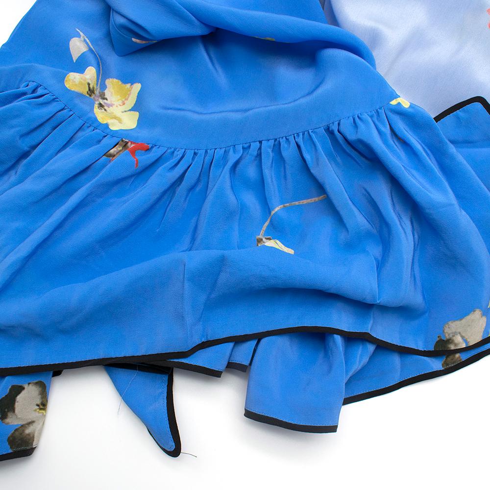 Ganni Blue Silk Floral Printed Joycedale Wrap Skirt SIZE 38 1