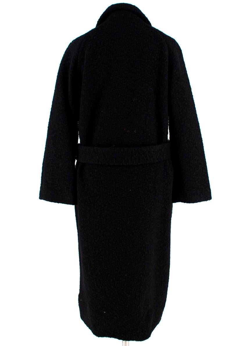 Ganni Boucle Fenn Long Coat Black DK34 In Excellent Condition In London, GB