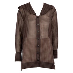 Ganni Brown Gingham Pattern Shirt Size M
