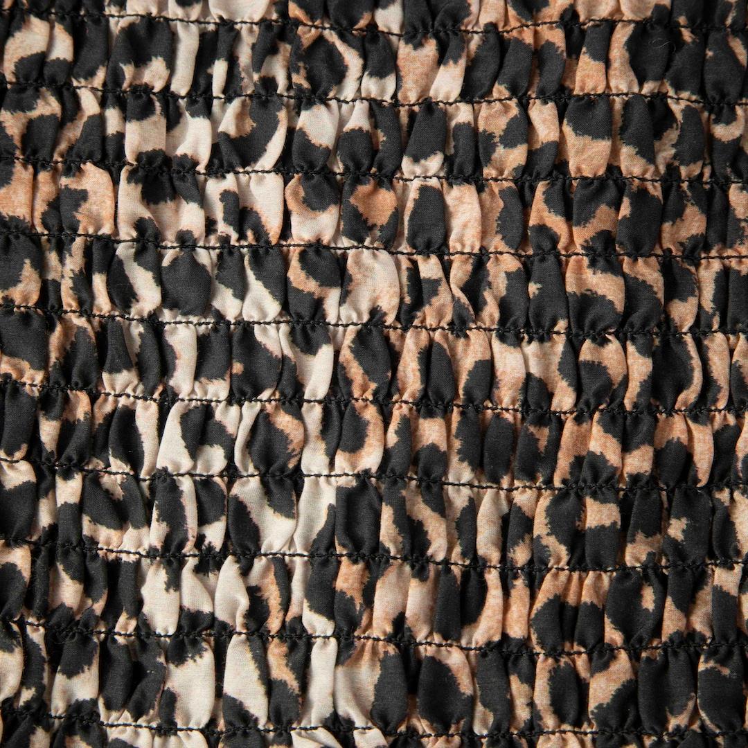 Ganni Brown Leopard Print Ruched Long Sleeve Dress Size XS In Good Condition For Sale In London, GB