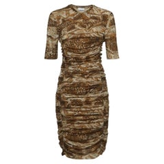 Ganni - Mini robe froncée en jersey imprimé serpent - marron S