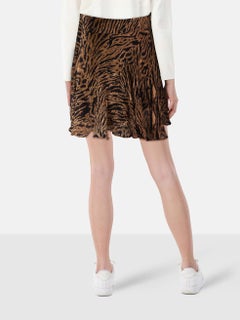 Ganni Brown Brown Tiger Print Pleated Skirt Size S