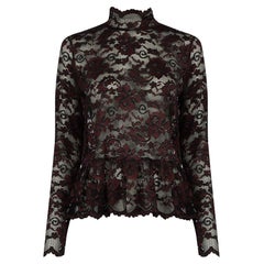 Ganni Burgundy Lace Long Sleeved Top Size M
