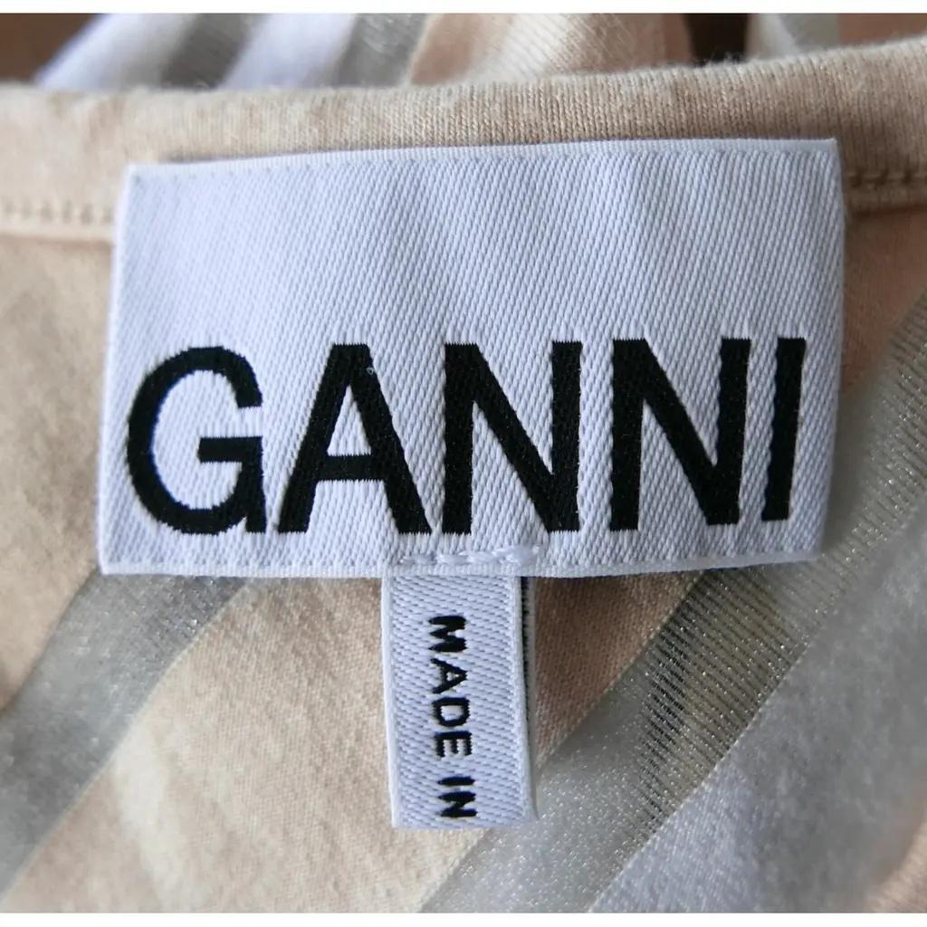 Ganni - Débardeur à rayures camel et blanches Neuf - En vente à London, GB
