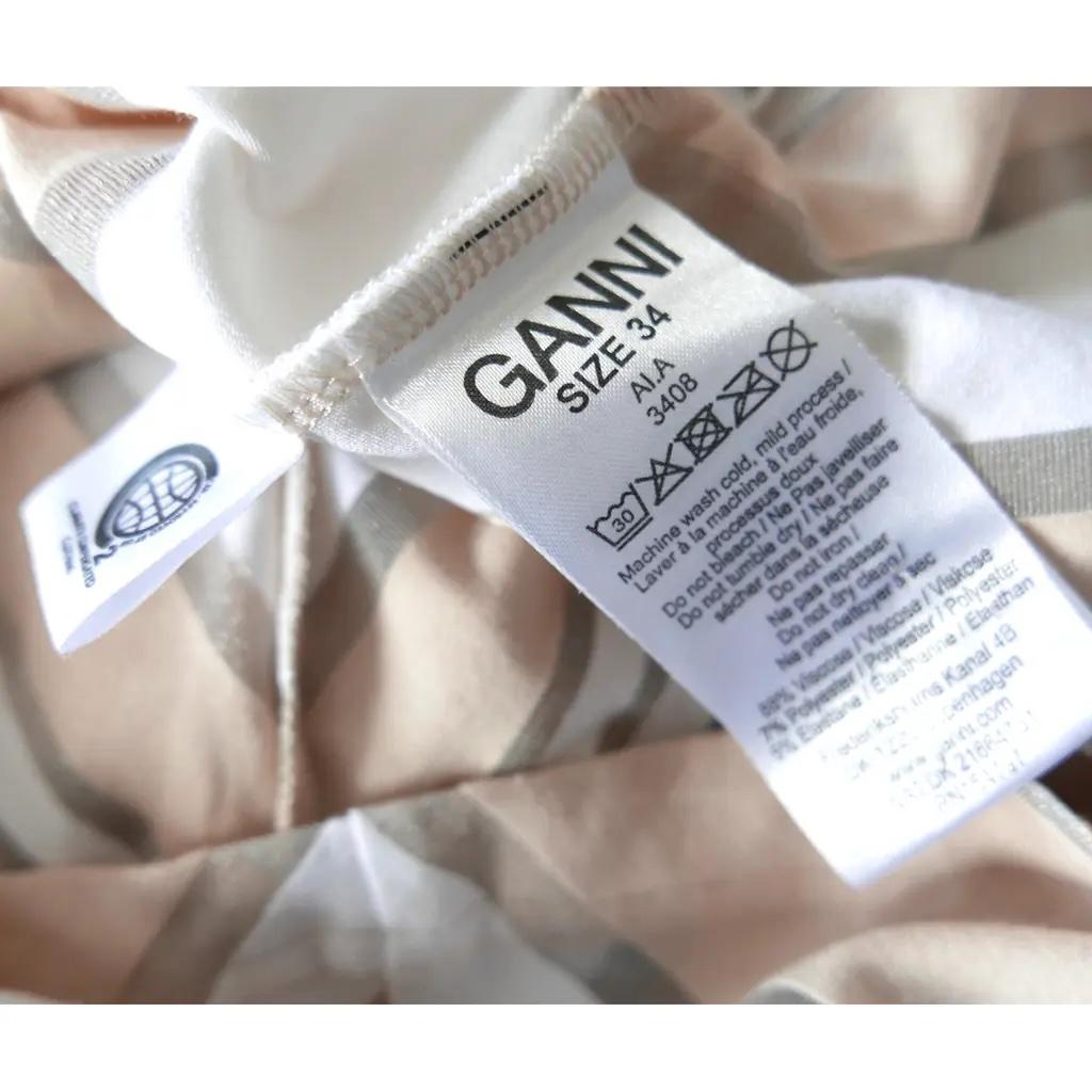 Ganni - Débardeur à rayures camel et blanches Pour femmes en vente