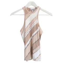 Ganni Camel & White Striped Vest Tank Top