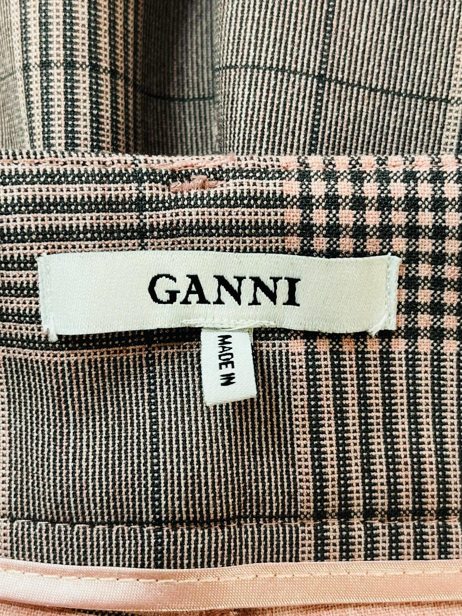 Ganni Checked Cady Trousers For Sale 1