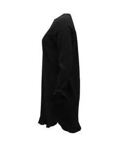 Ganni Clark Ruffled Long Sleeve Dress in Black Polyester