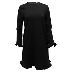 Ganni Clark Ruffled Long Sleeve Dress in Black Polyester