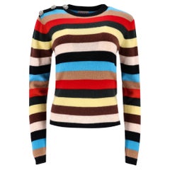 Maglione in cashmere a righe con bottoni di cristallo di Ganni