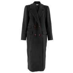 Ganni Dark-Grey Double-Breasted Long Wool Coat Size 42