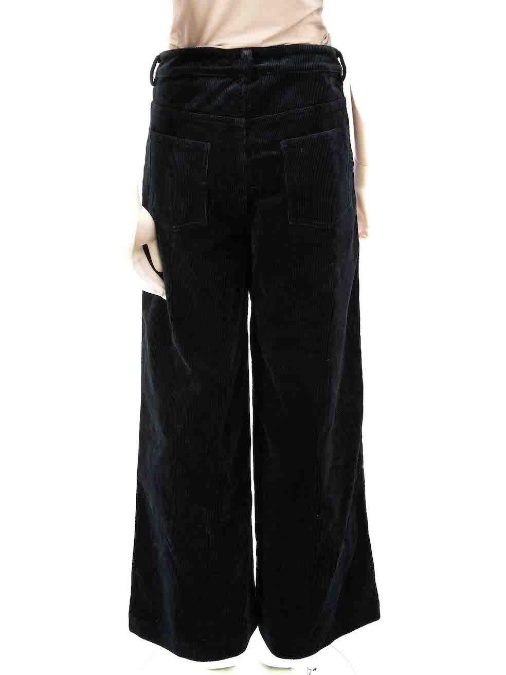 Ganni Dark Teal Corduroy Wide Leg Trousers Size M In Good Condition For Sale In London, GB