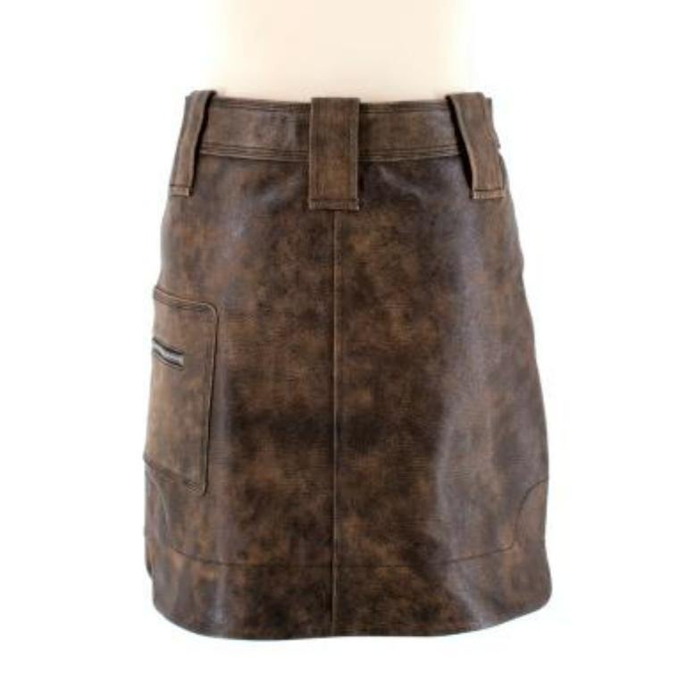 Ganni Distressed Leather Mini Skirt For Sale at 1stDibs