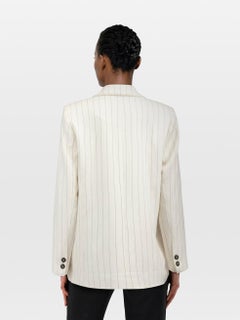 Ganni Ecru Pinstripe Single Breasted Blazer Size L