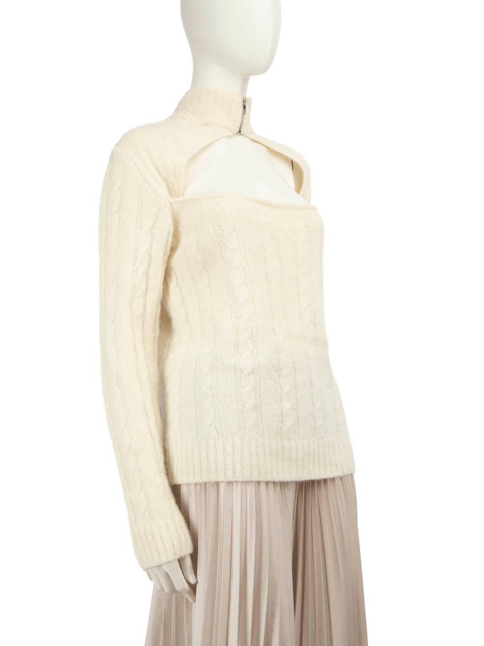 CONDITION is Very good. Minimal wear to jumper is evident. Light signs of pilling, minor discolouration marks on the front near the neckline and at the back of the right sleeve on this used Ganni designer resale item.
 
 
 
 Details
 
 
 Ecru
 

