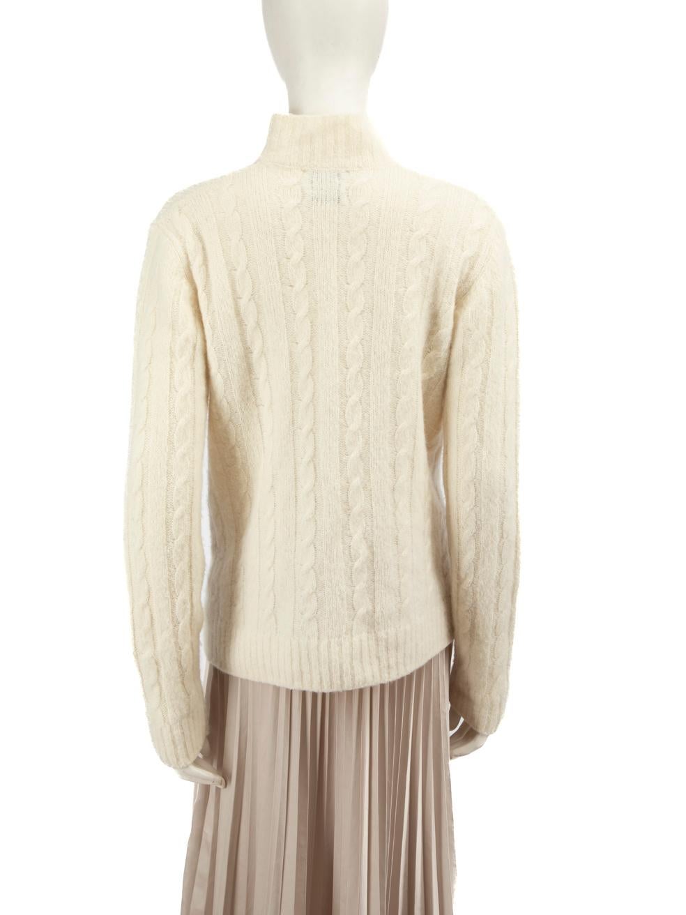 Beige Ganni Ecru Wool Cut Out Knit Jumper Size L