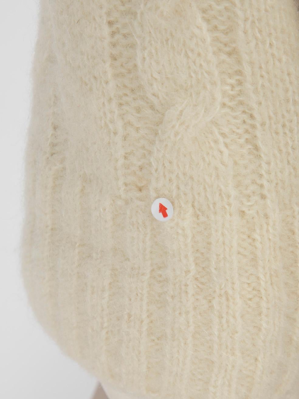 Ganni Ecru Wool Cut Out Knit Jumper Size L 1