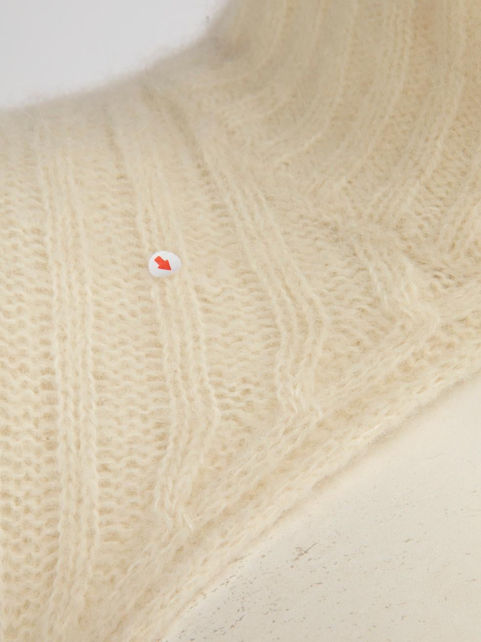 Ganni Ecru Wool Cut Out Knit Jumper Size L 2