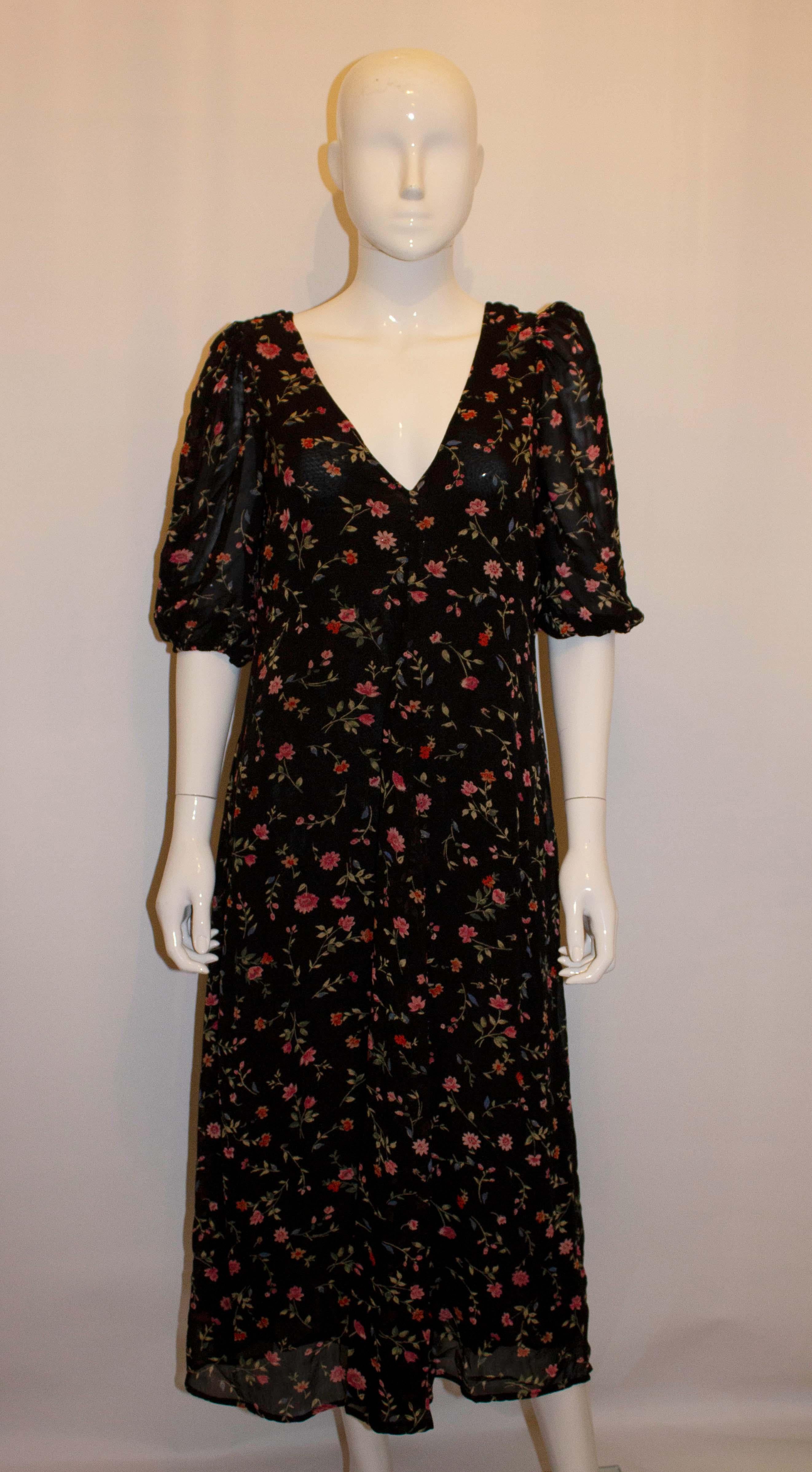 ganni rose print dress