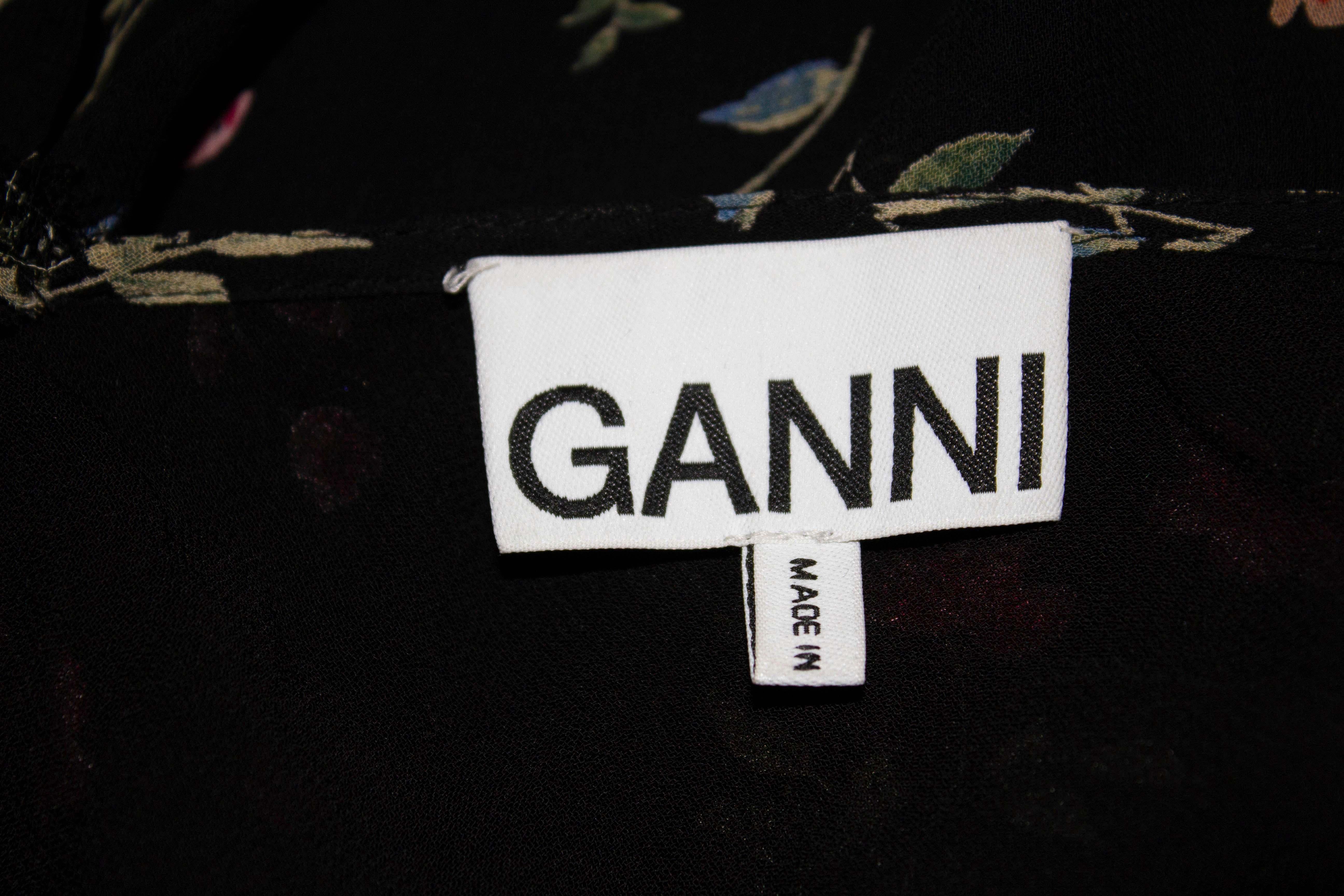 Black Ganni Floral Dress For Sale