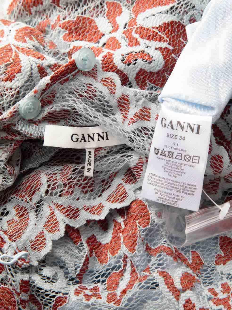 Women's Ganni Floral Lace High Neck Dress Size XS For Sale