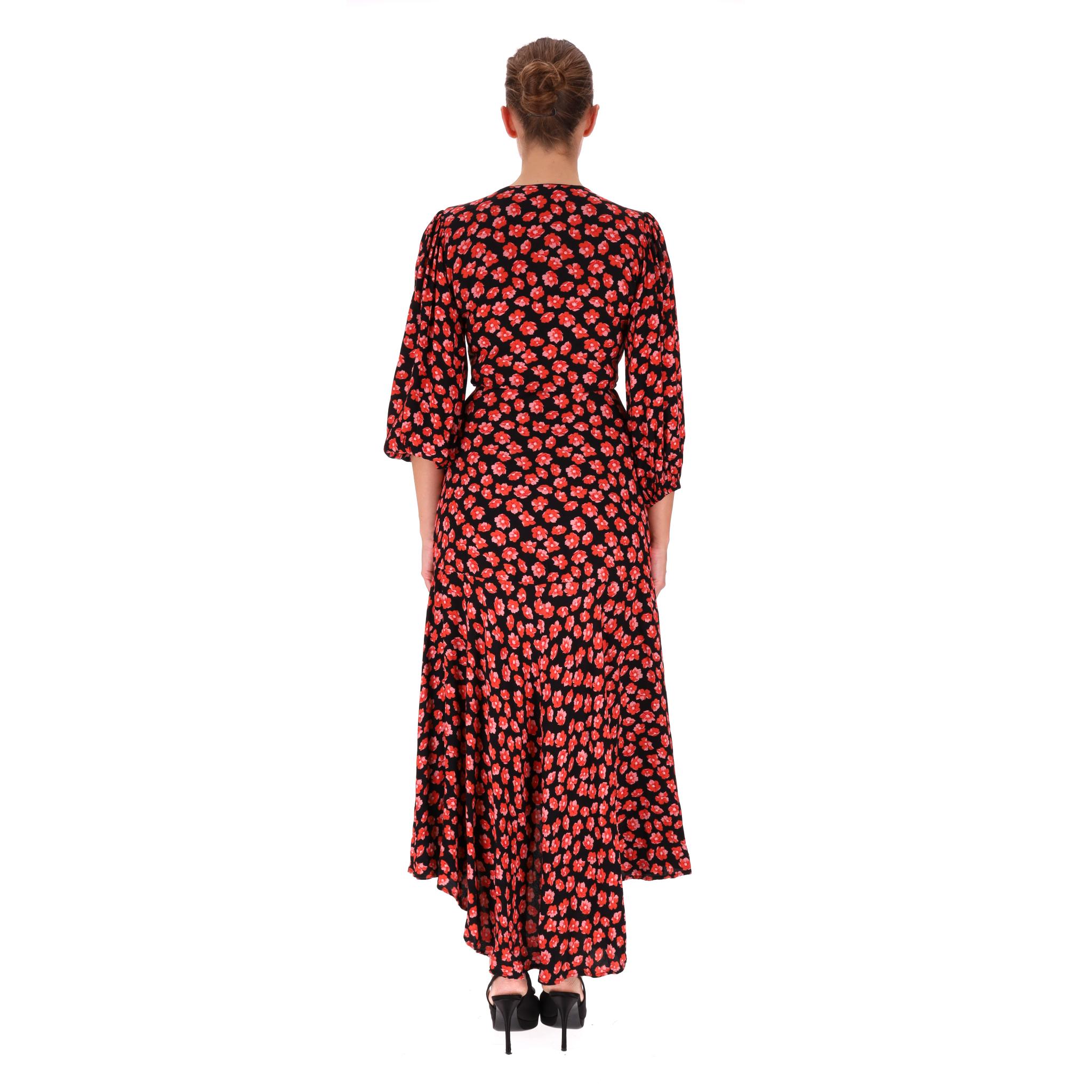 Ganni - Vestito a portafoglio in crepe con stampa floreale In condizioni ottime in vendita a London, GB