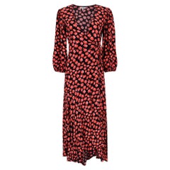 Ganni - Vestito a portafoglio in crepe con stampa floreale