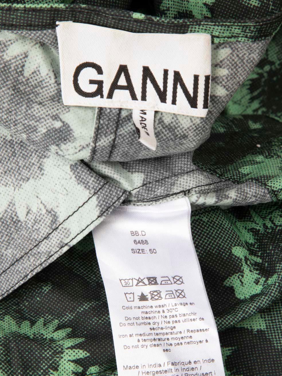 Ganni, abito al ginocchio con stampa floreale verde, taglia 5XL in vendita 1