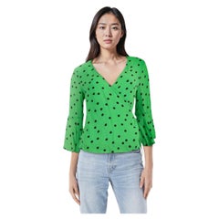 Ganni Green Polkadot Wrap Top Size M