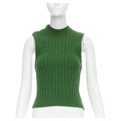 GANNI gilet court en laine recyclée verte et cristal à boutons XXS