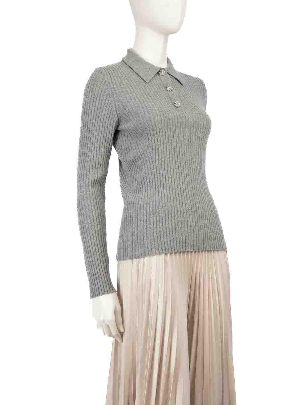 CONDITION is Very good. Minimal wear to jumper is evident. Minimal pilling to overall material especially around the underarms Minimal discolouration to right cuff on this used Ganni designer resale item.
 
 
 
 Details
 
 
 Grey
 
 Wool
 
 Knit