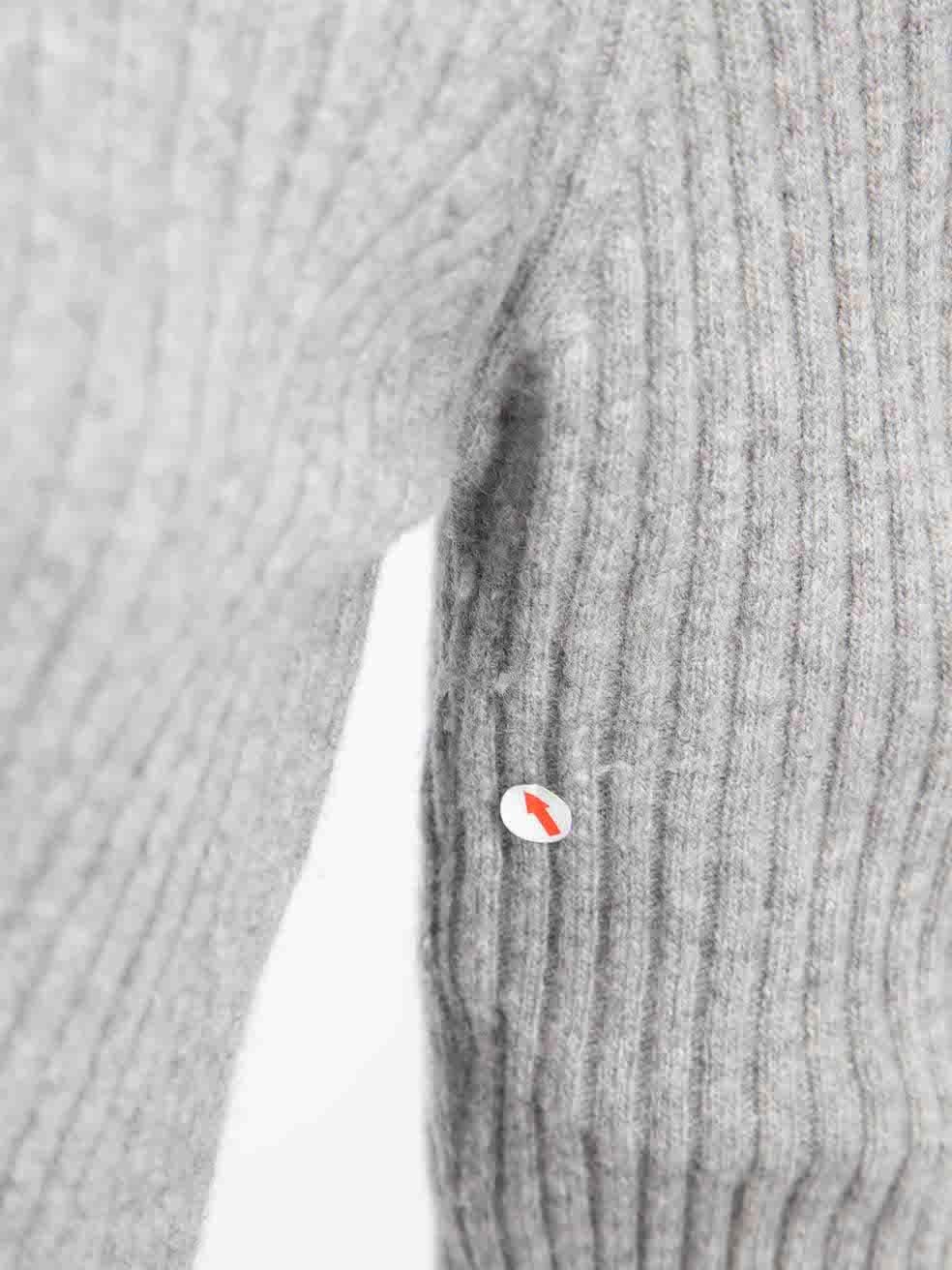 Ganni Grey Embellished Button Knit Jumper Size M For Sale 1