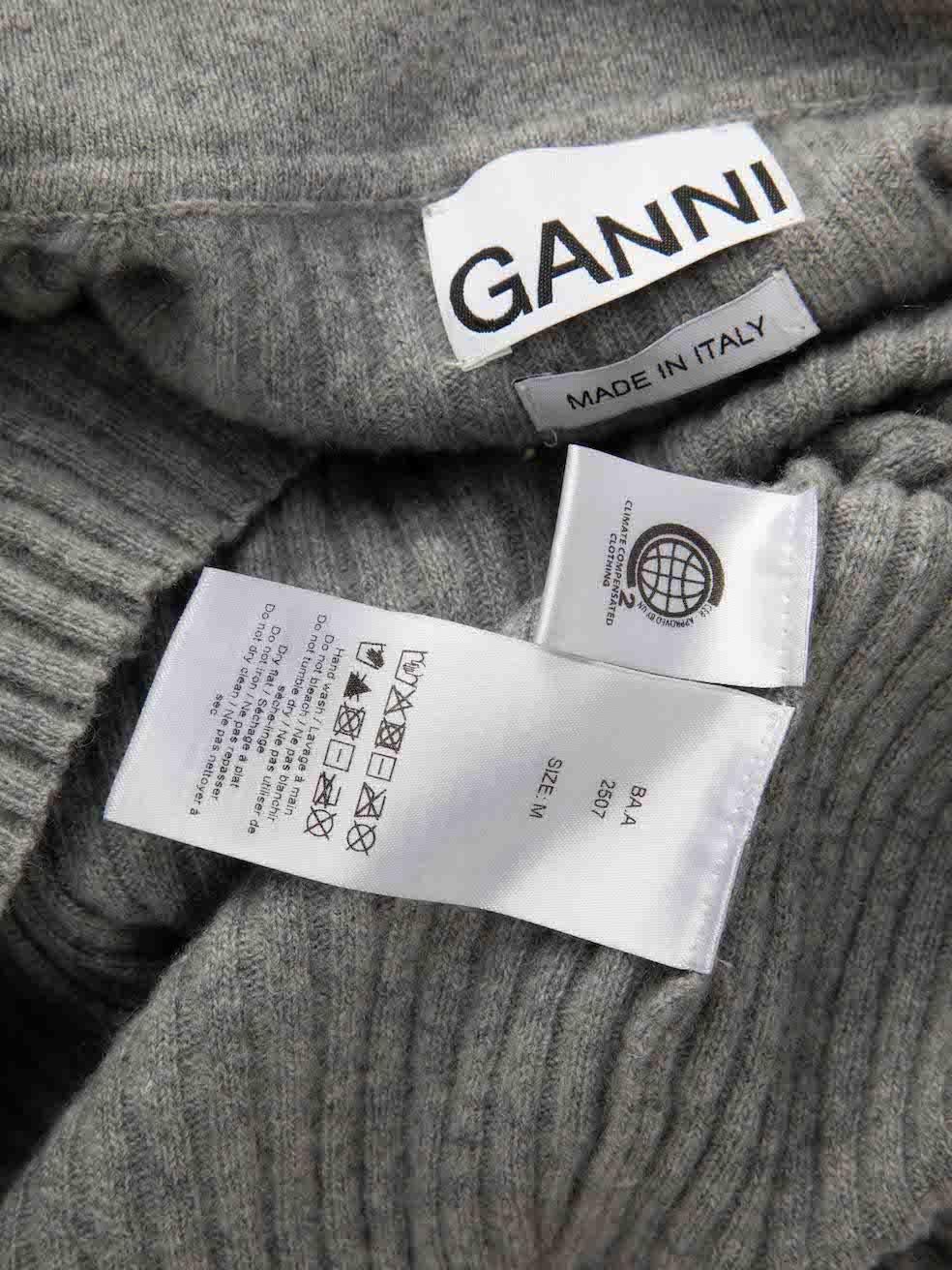 Ganni Grey Embellished Button Knit Jumper Size M For Sale 3