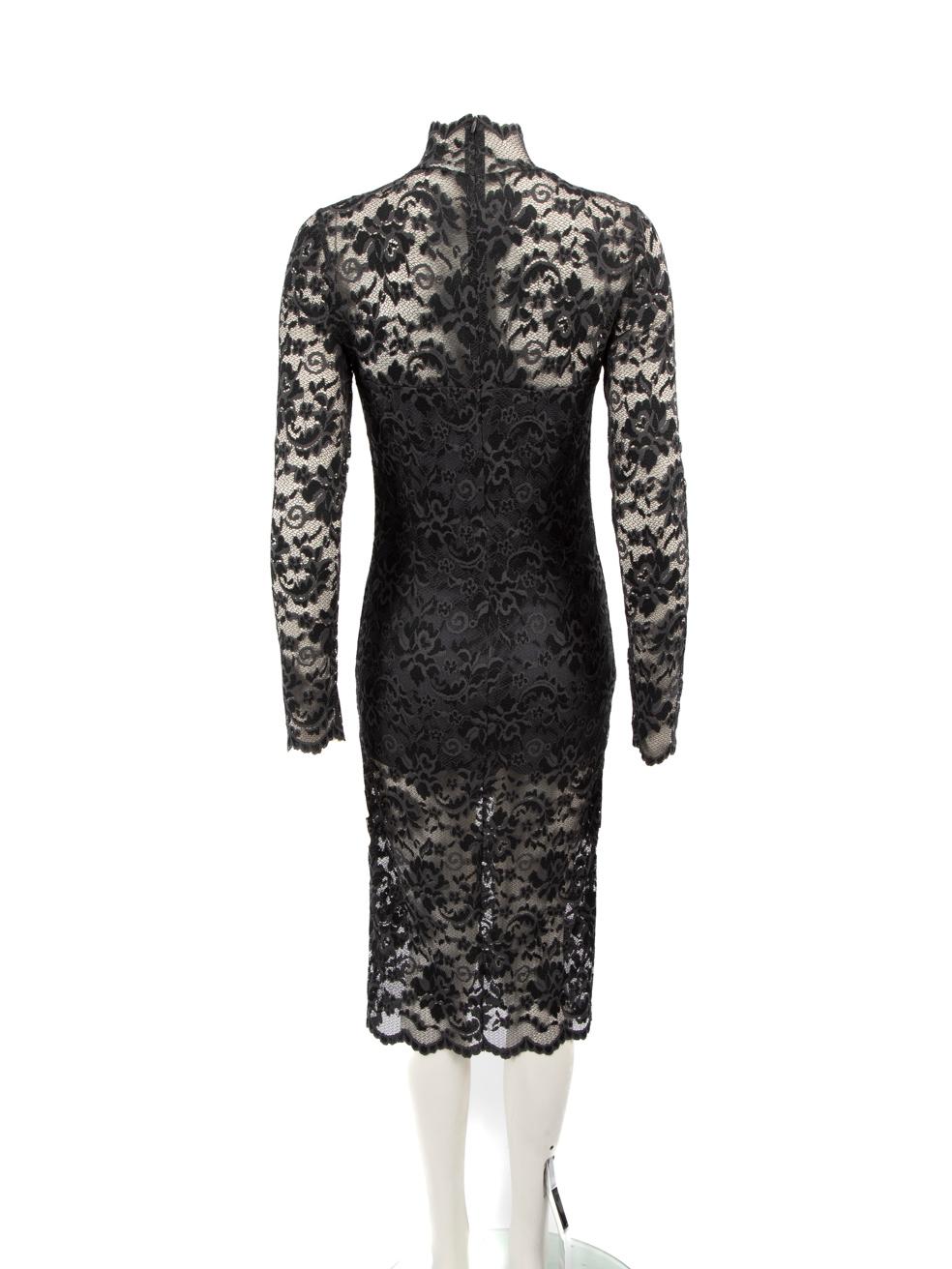 Black Ganni Grey Floral Lace Midi Dress Size M For Sale