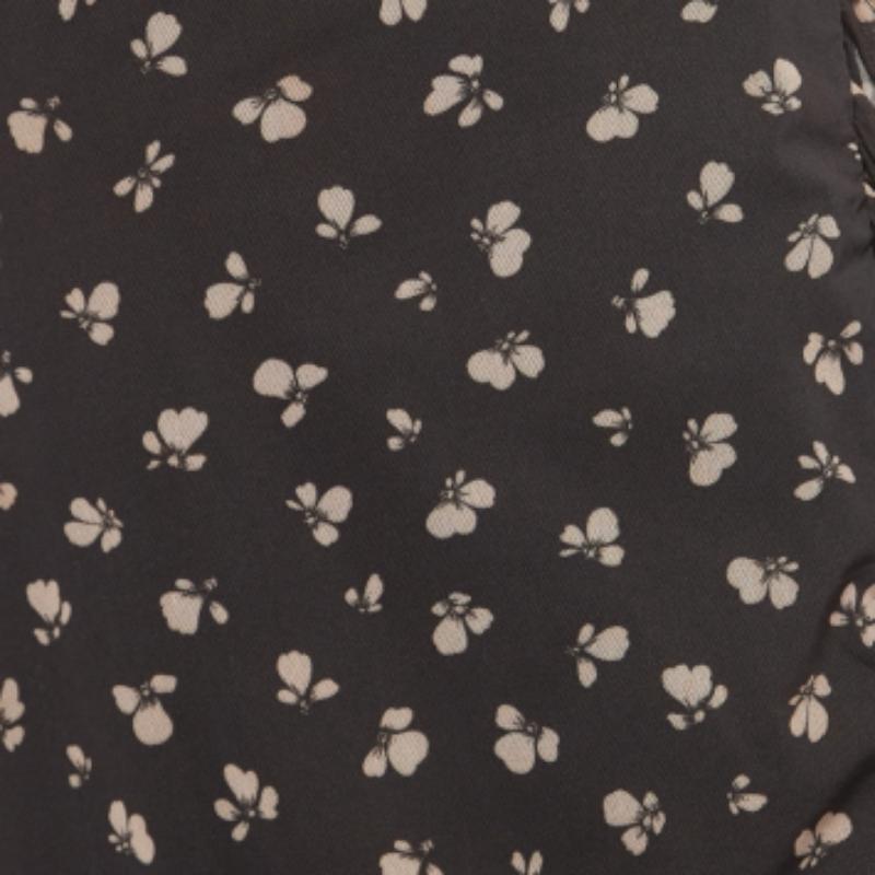 Noir Ganni Grey Floral Print Tilden Mesh Ruffled Wrap Skirt S en vente