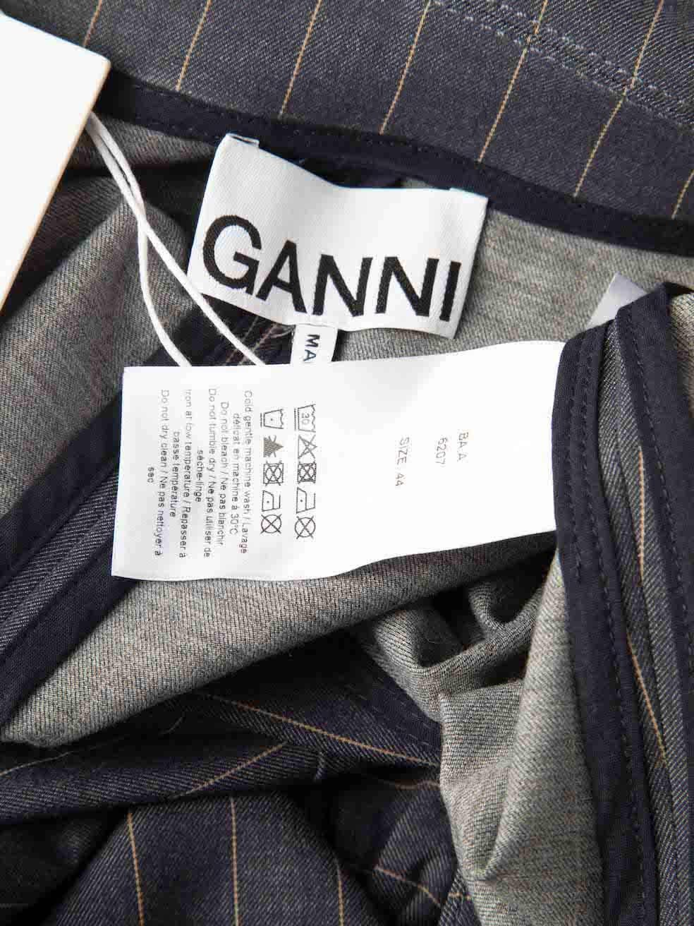 Women's Ganni Grey Pinstripe Ruched Dress Size XXL For Sale