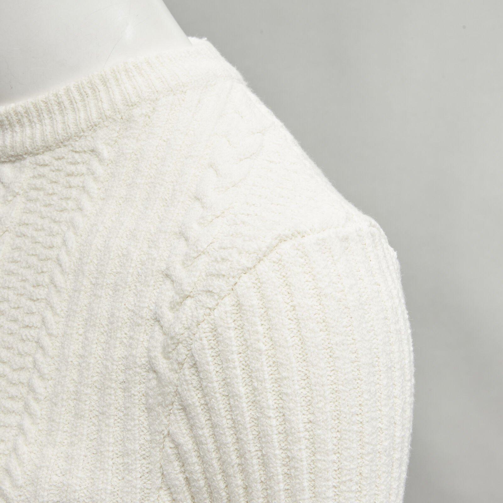 GANNI ivory crystal button textured knit cotton blend sweater top XS For Sale 2