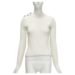 GANNI suéter de punto con textura de botones de cristal marfil XS