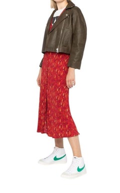 Ganni - Blouson motard court en cuir FR38