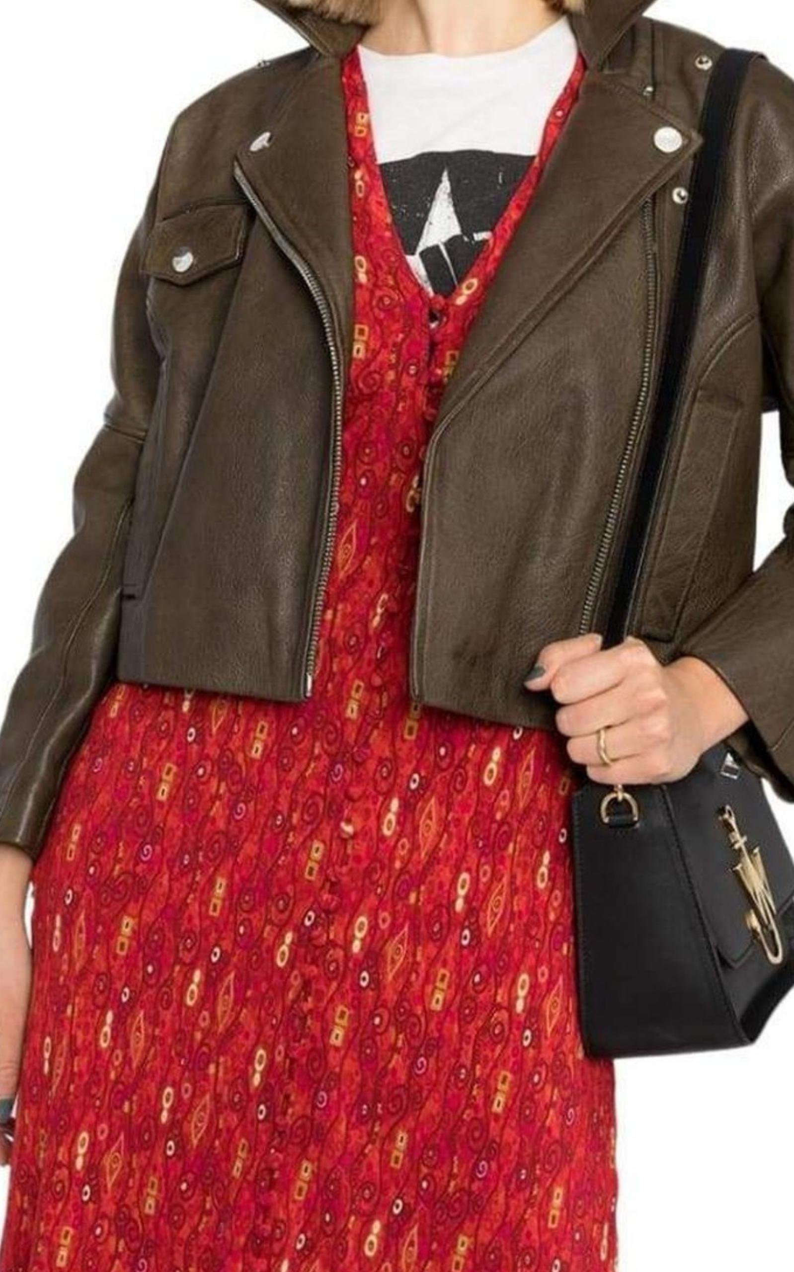 Marrone Ganni - Giacca biker in pelle FR38 in vendita
