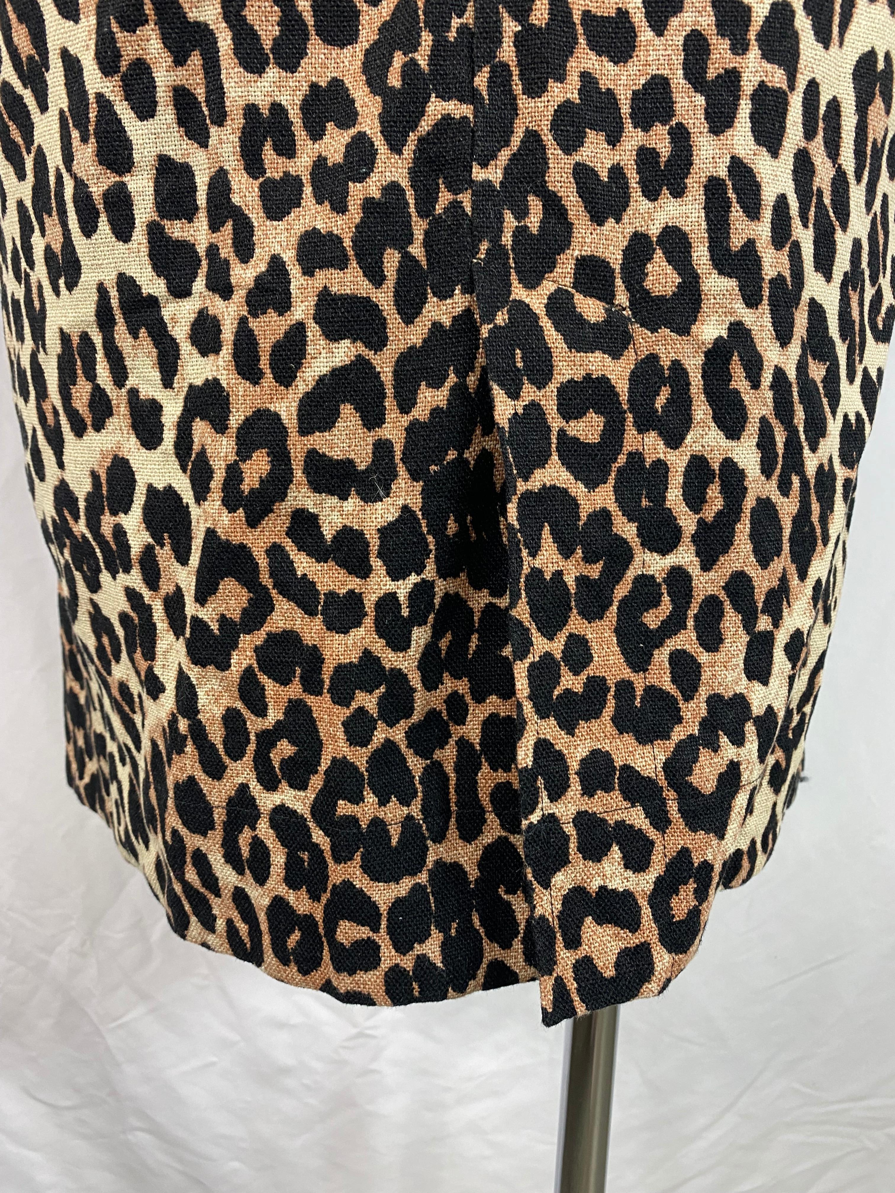 Black Ganni Leopard Coat Jacket, Size 38