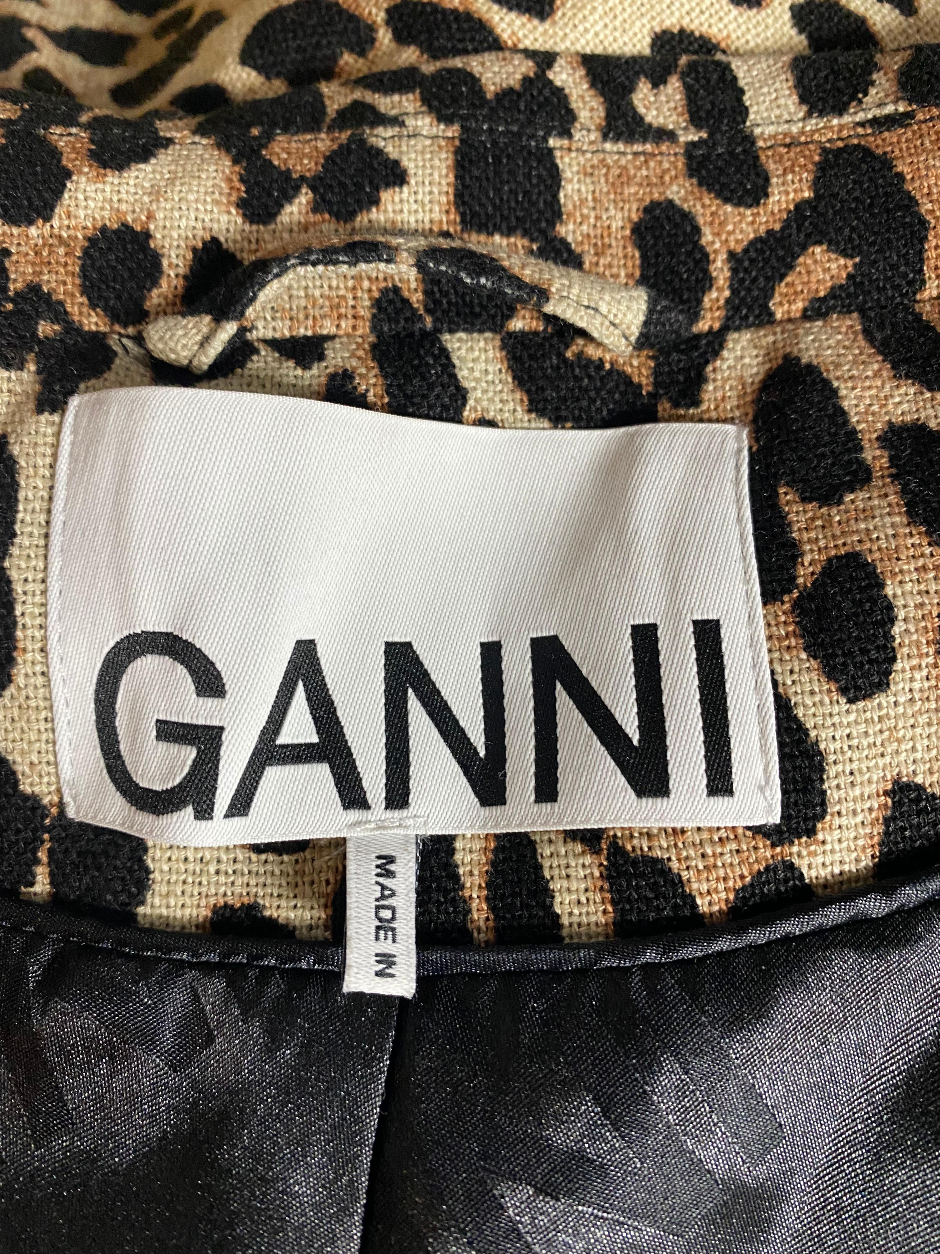 Women's Ganni Leopard Coat Jacket, Size 38