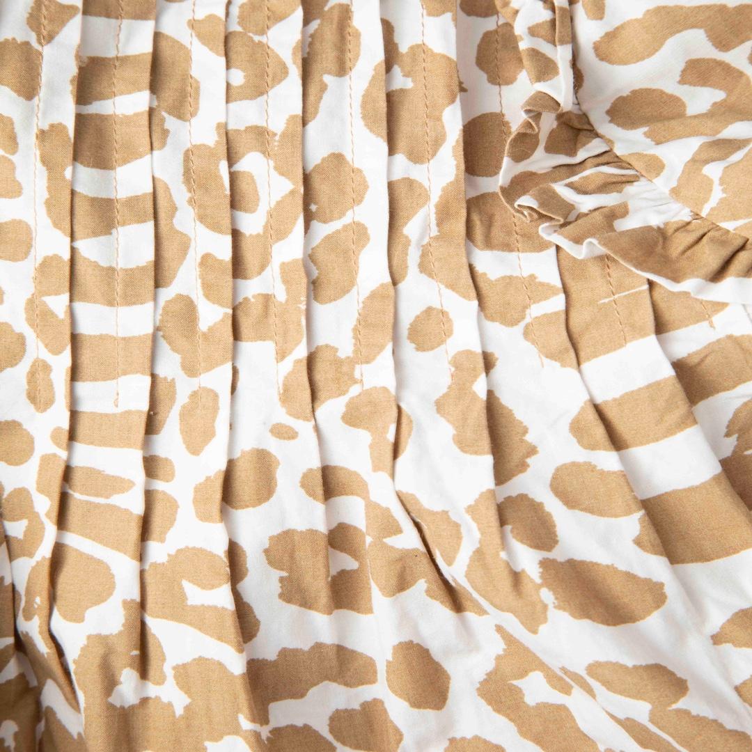 Beige Ganni - Robe droite plissée à imprimé léopard - Taille M en vente