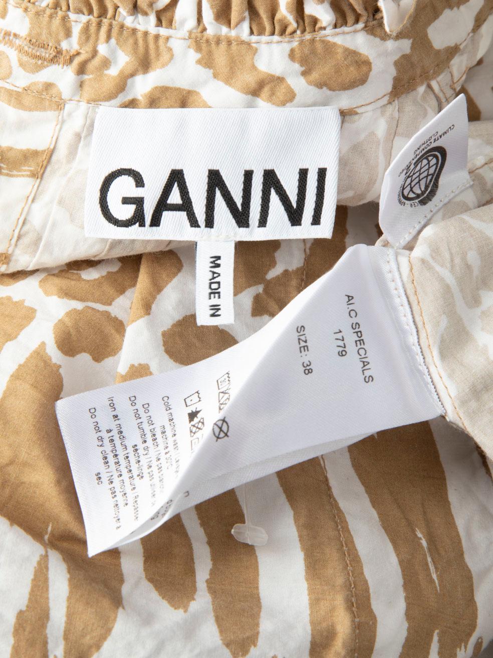 Ganni - Robe droite plissée à imprimé léopard - Taille M Excellent état - En vente à London, GB