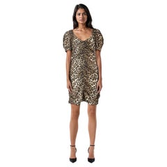 Ganni Leopard Print Puff Sleeve Dress Size M