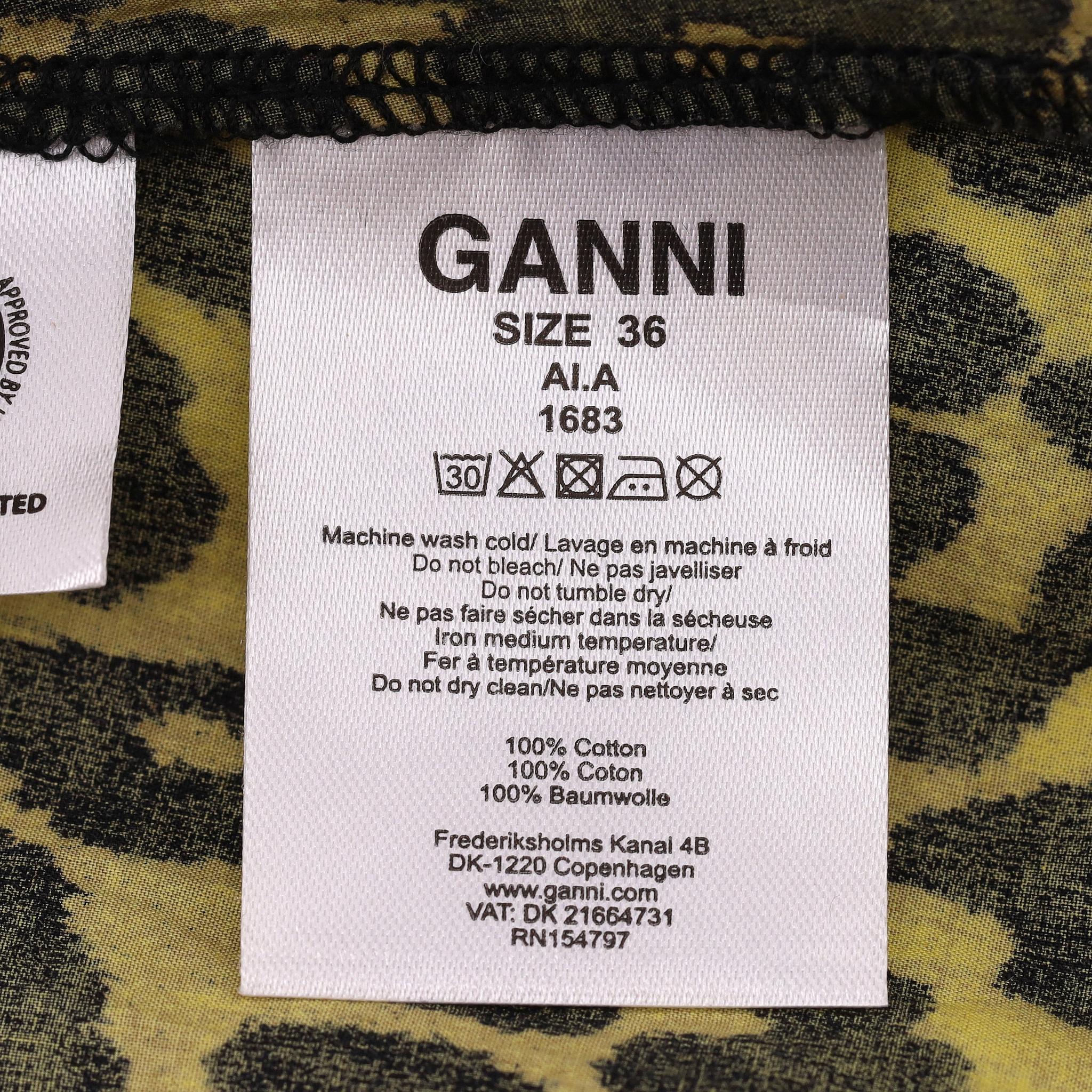 Ganni Leopard Print Ruffle Cotton Dress For Sale 2
